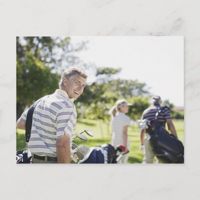 Cartão Postal Bolsas de golfe de carregando de amigos (Frente)