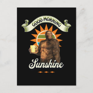 Cartão Postal Bom Dia Sol Bigfoot Bebendo Café