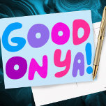 Cartão Postal BOM EM SUA Bolha Letras Azul Cor-de-rosa Brilho Ro<br><div class="desc">A mão fez um cartão para você! Personalize com seu próprio texto ou altere as cores. Procure mais cores e designs no meu compro ou me avise se você quer algo personalizado!</div>