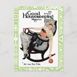 CARTÃO POSTAL "BOM SER KNIT PICKY" GAROTA DE MODA