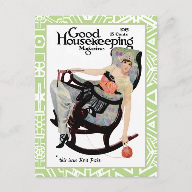 CARTÃO POSTAL "BOM SER KNIT PICKY" GAROTA DE MODA (Frente)