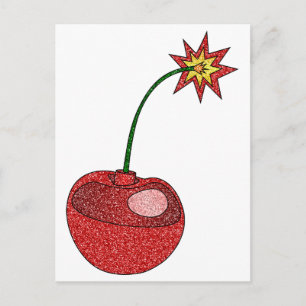 Cartão Postal Bomba de Cherry com brilho