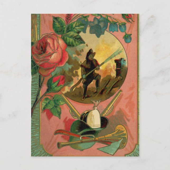 Cartão Postal Bombeiro Bombeiro Trabalho de arte 2 de 1880 (Frente)
