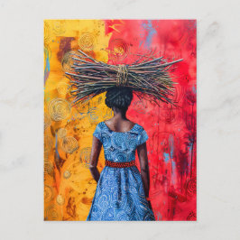 Cartão Postal Bombeiro Carregando de mulheres africanas