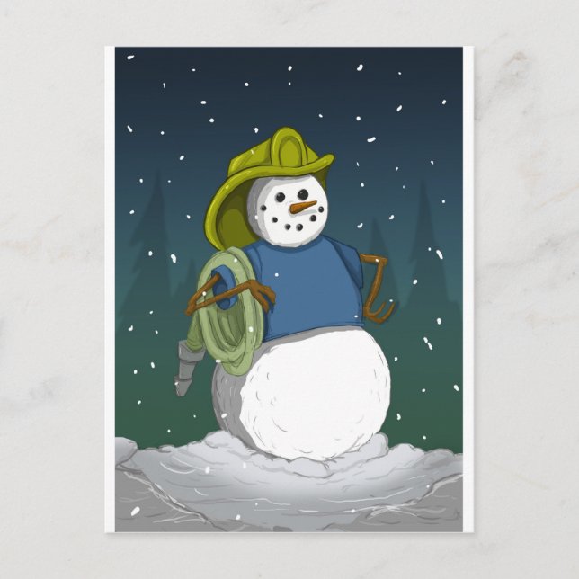 Cartão Postal Bombeiro Snowman (Frente)