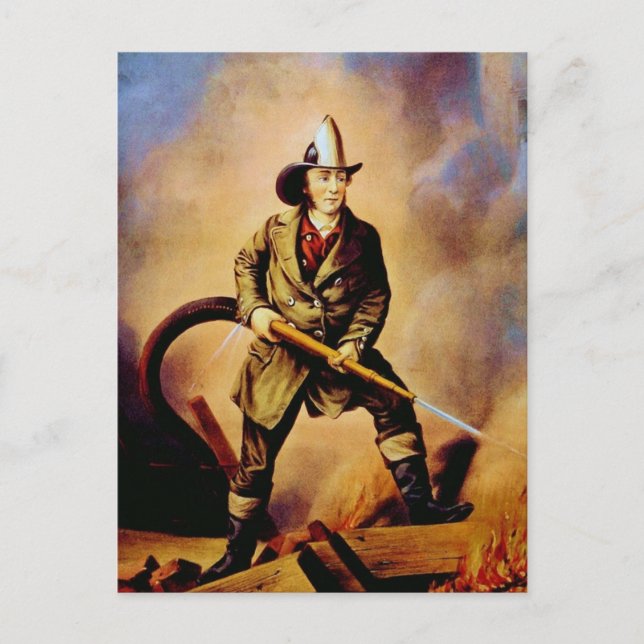 Cartão Postal Bombeiro vitoriano "O Bombeiro Americano" (Frente)