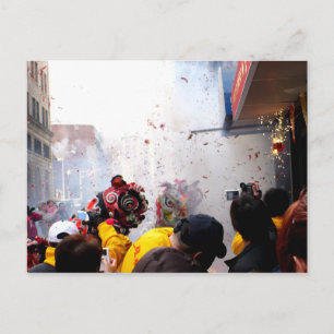 Cartão Postal Bombeiros e Leões do Ano Novo Chineses