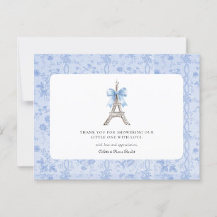 Cartão Postal Bon Jour Bebe Romântico Azul Francês Obrigado