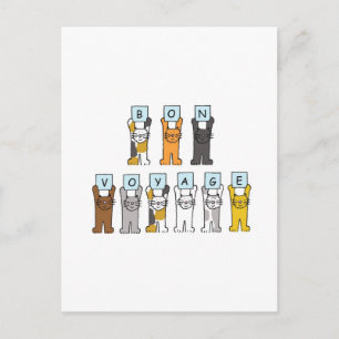 Cartão Postal Bon Voyage - Gatos de Cartoon