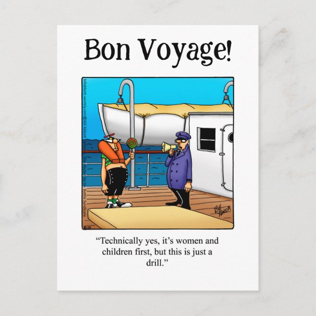 Cartão postal Bon Voyage Humor (Frente)