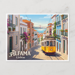 Cartão Postal Bonde 28 na Alfama Lisboa Portugal