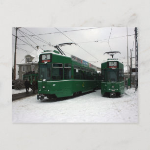 Cartão Postal Bondes Suíços no depósito BVB M-Parc, Basileia