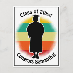 Cartão Postal Boné de Formando de Graduação Retroativa e Garota