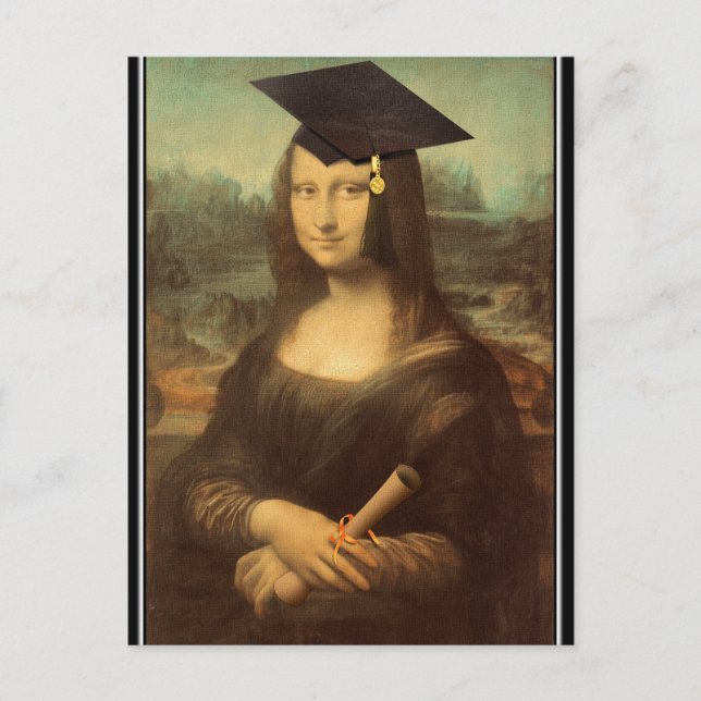 Cartão Postal Boné de Formando para Graduação Mona Lisa (Frente)