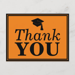 Cartão Postal Boné Formando Negro Laranja Obrigado