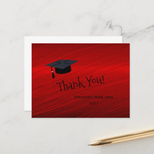 Cartão Postal Boné Red Silver Moderno Obrigado Graduação