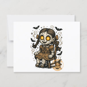 Cartão Postal Boneca Assombrada - Cartoon de Halloween