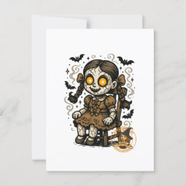 Cartão Postal Boneca Assombrada - Cartoon de Halloween