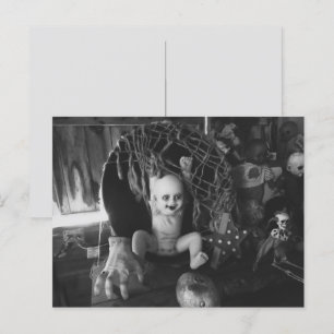 Cartão Postal Boneca de Halloween Preta e Branca