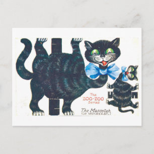 Cartão Postal Boneca de papel de animal vintage--Mascotah