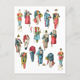 Cartão Postal boneca de papel militar para soldados miniatura