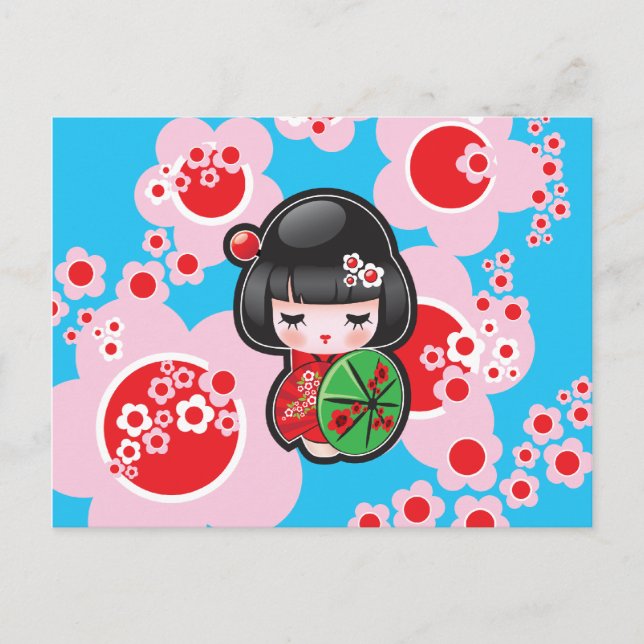 Cartão Postal Boneca Japonesa Kawaii (Frente)