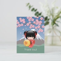Boneca Vermelha Sakura Kokeshi - Bonita Geisha Obr