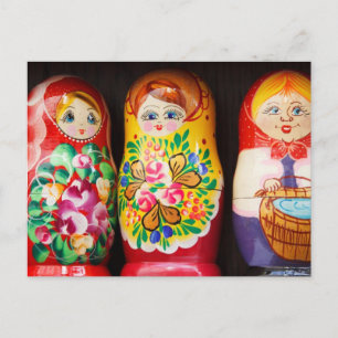Cartão Postal Bonecas Coloridas Matryoshka