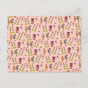 Cartão Postal Bonecas de papel Vintage