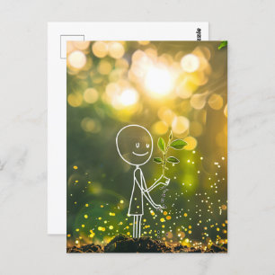 Cartão Postal Boneco de arte branco, Posto de passagem