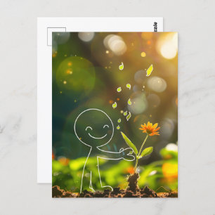 Cartão Postal Boneco de arte branco, Posto de passagem