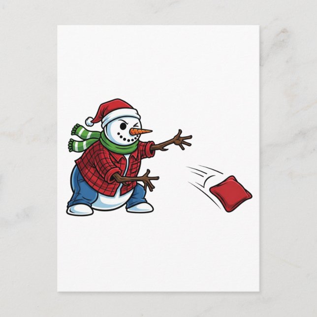Cartão Postal Boneco de Neve Cornhole Natal 2026 Festa de Cauda  (Frente)