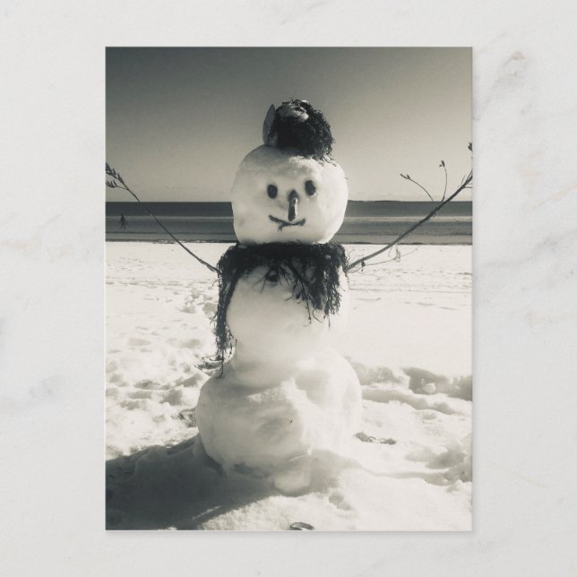 Cartão Postal boneco de neve da costa (Frente)