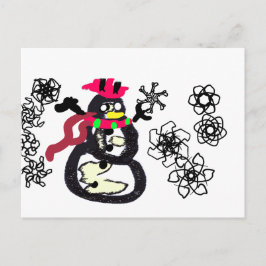 Cartão Postal Boneco de neve de inverno