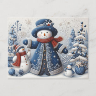 Cartão Postal Boneco de Neve de Natal da Arte Popular Fofa