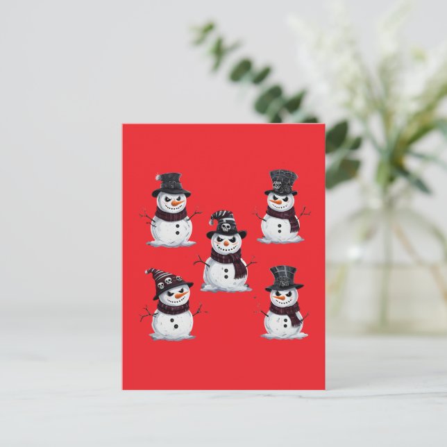 Cartão Postal Boneco de Neve Gótico (Em pé/Frente)