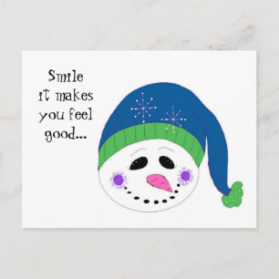 Cartão Postal Boneco de Neve Sorridente