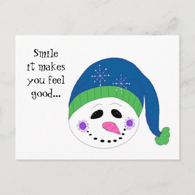 Cartão Postal Boneco de Neve Sorridente (Frente)