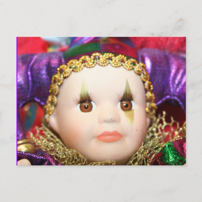 Cartão Postal Boneco de palhaço Mardi Gras (Frente)