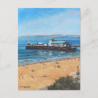 Cartão Postal Bonemouth Pier Summer Morning Do Cliff Top