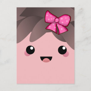 Cartão Postal Bonita cara feliz kawaii boneco de desenho japonês