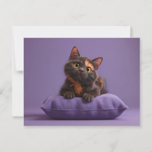 Cartão Postal Bonita Cartoon Tortoisesinferno Kitten em Cushio R