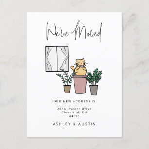 Cartão Postal Bonita Diversão de Gato de Aquarela Mudamos de nov