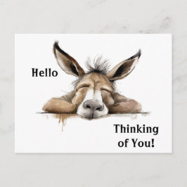 Cartão Postal Bonita Donkey pensando em você. Editável