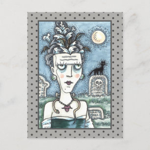 CARTÃO POSTAL BONITA FRANKENELLA MONSTER, GRAVES, GATO