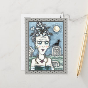 CARTÃO POSTAL BONITA FRANKENELLA MONSTER, GRAVES, GATO