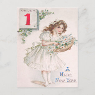 Cartão Postal Bonita Garota Daisy Daisies