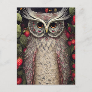 Cartão Postal Bonita Intricate Winter Primavera Owl feita de Orn