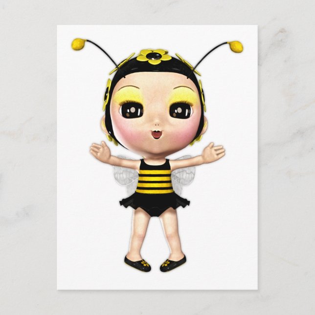 Cartão Postal Bonita Lady Bumblebee Fairy Doll 2 (Frente)