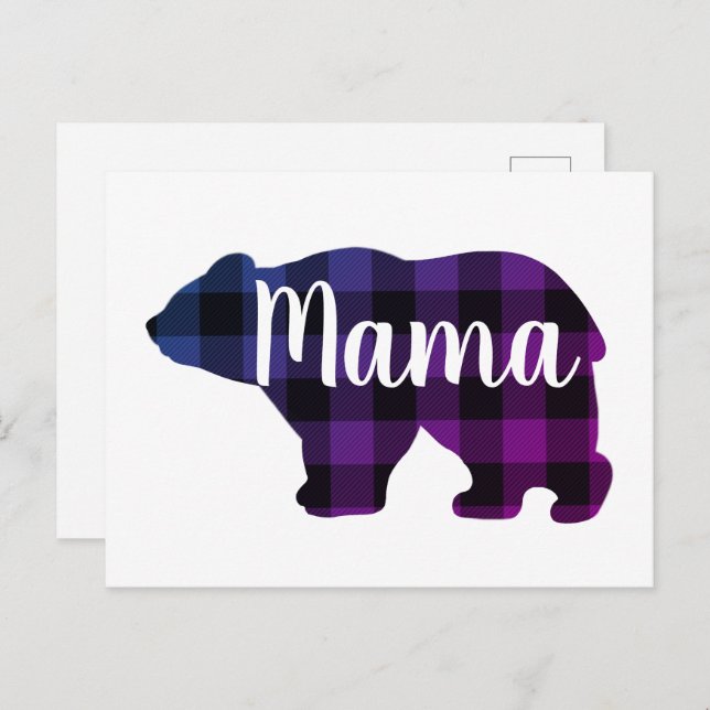 Cartão Postal Bonita mãe urso design presente de dia de as mães (Frente/Verso)